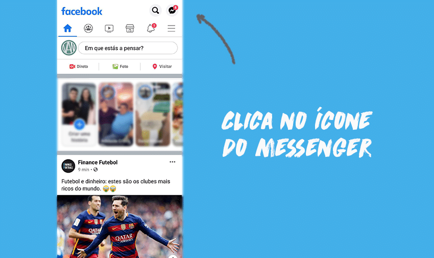 Clica no ícone do Messenger