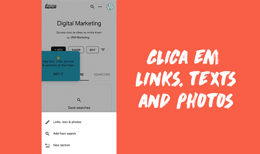 Clica em links, texts and photos