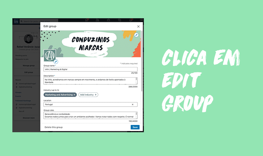 Clica em "Edit Group"