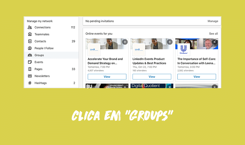 Clica em "Groups"