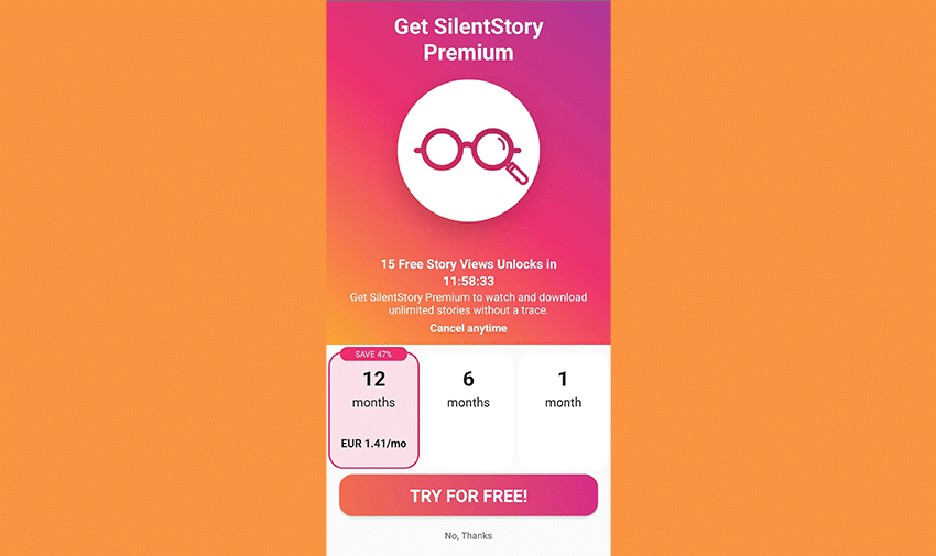 SilentStory - aplicação Stories Viewer