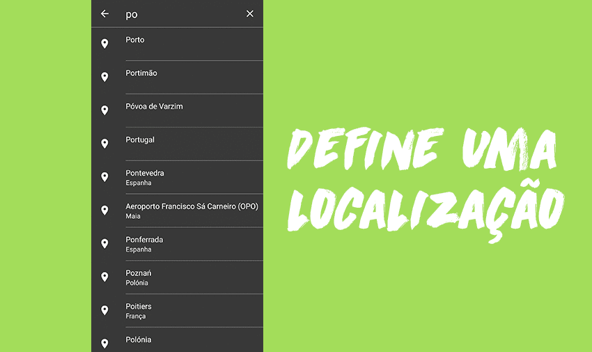 Define uma localização