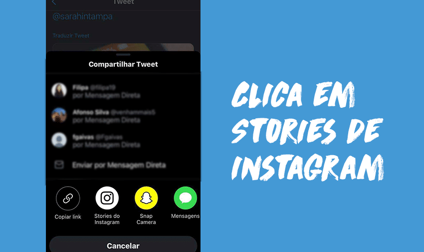Seleciona a opção Stories de Instagram.