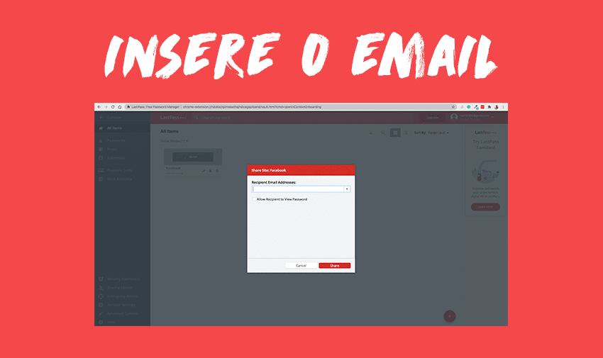 Insere o email