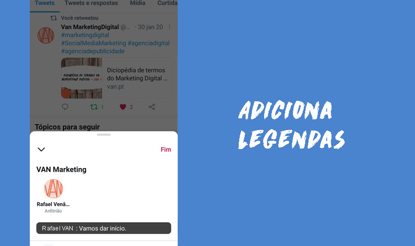 Adiciona legendas automaticamente geradas ao teu Twitter Spaces