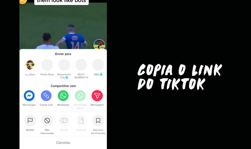 Download de vídeos do TikTok: Copia o link do TikTok