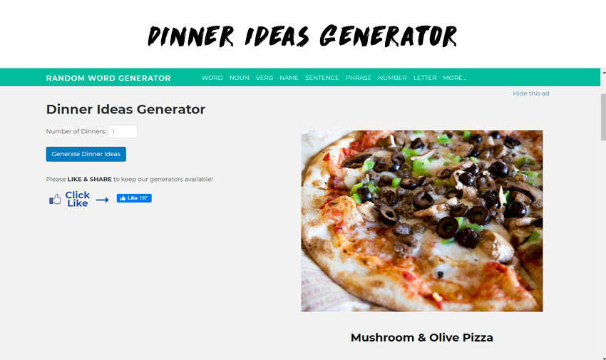 Dinner Ideas Generator