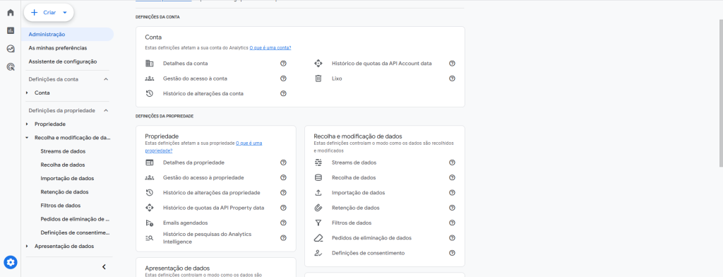 Página Administração Google Tag Manager